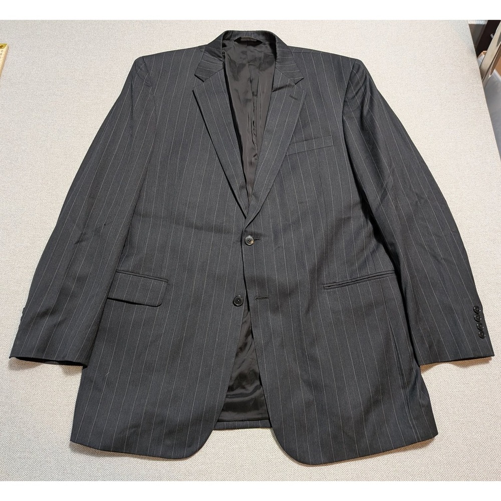 Jos A Bank Traveler's Collection Mens Blazer Gray 46XL Wool Pinstripe Regular 46